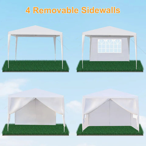 10x10 Feet Outdoor Gazebo With Detachable Sidewalls UV Blocking Waterproof Canopy Tent For Parties And Weddings