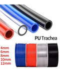 Top Shelf 10 Meter Quarter Inch OD Polyurethane Pneumatic Tubing Hose For Air Compressor Setup And Shop Gear Snag Free Flexible PU Air Line Pipe For Dead Simple Water Transfer Projects in various colors.