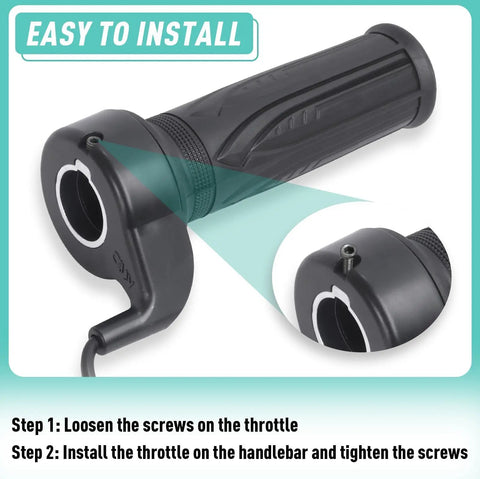 Full Twist Throttle Grip For E Bikes And Scooters, Waterproof 12V To 72V Twist Throttle With Connector, 22.2mm Handlebar Fit, Built To Last And Ready For Electric Bikes, Motorcycles, And Powersports