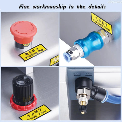 Close-up of controls on Built Strong Single Head Pneumatic Bottle Filling Machine for precise operation.