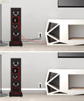 No Sweat Easy Peel And Stick Cable Management Kit Open Slot Raceway Duct with Cover on Wall Concealer hides wires by stereo.