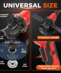Badass Brushless Cordless Angle Grinder 5 Inch Battery Powered Heavy Duty Cutting Tool with adjustable speed and 2-position handle.