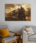 Framed Vintage Steam Train Wall Art Canvas Print for Living Room, Office, and Bedroom Decor, Classic Locomotive Railway Picture in 8 By 12 Inch Size, Rustic Cozy Home Vibe.