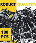 Black Aluminum Pop Rivets Kit 100 Pack 3/16 By 1 Inch Closed End Rivets With Large Head For DIY Projects And Industrial Use