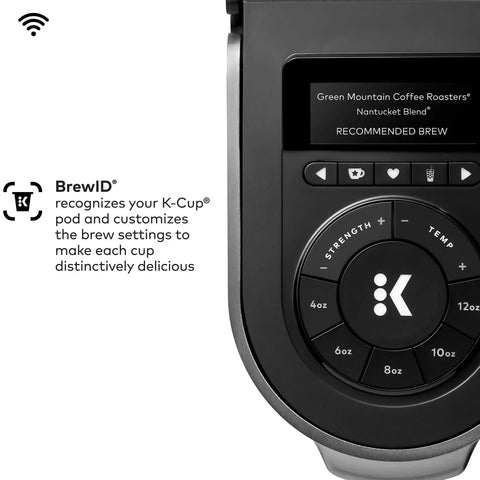 Control panel of Smart No Fuss Coffee Maker With BrewID And MultiStream Technology For Custom K Cup Pod Brews