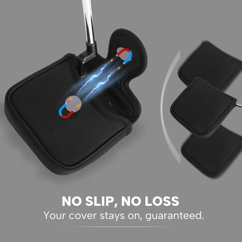 All Black Mallet Putter Head Cover With Magnetic Closure For A Snug Fit Square Style Nylon Version