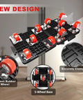 Heavy Furniture Lifter Mover Dolly Set With 360 Degree Rotation Five Wheel Dollies shown with red wheels on black base.