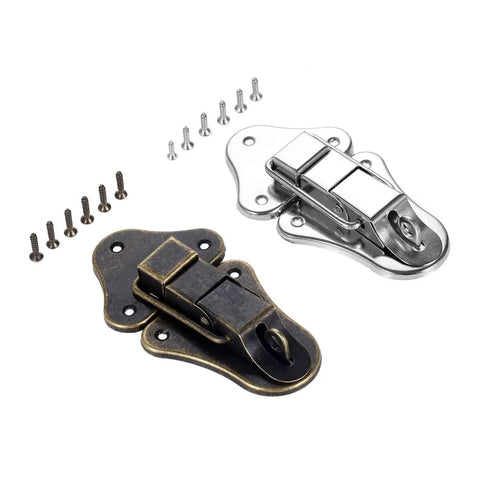 Old School Antique Bronze And Silver Key Hasp Lock For Jewelry Box Chest Case Vintage Toggle Latch Clasp 95 By 52 Millimeter Durable Zinc Alloy Hardware
