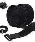 Heavy Duty Cable Straps Set With 2 Rolls Of 26 Feet Each 2 Inch Wide Straps With 20 Buckles And Hook And Loop Fasteners Reusable Cut To Length Molle Straps For Organizing Gear And Securing Load Tough Nylon Black.