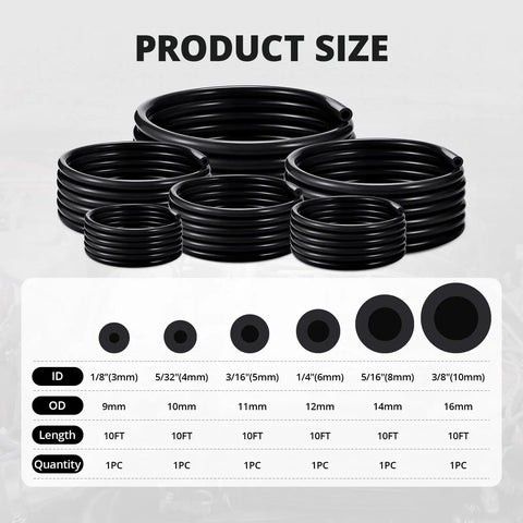 Get Sick Of Flimsy Hoses? Upgrade With This Badass Silicone Vacuum Tubing Kit That Has 6 Sizes In 10 Foot Rolls Plus 130 PSI Pressure Rating That Keeps Things Tight And Durable For Your Ride Without Breaking The Bank.. black silicone vacuum tubing kit, 6 sizes, 10ft rolls