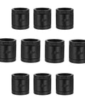 Heavy Duty Black Cast Iron Female Threaded Three Quarter Inch Pipe Couplings 10 Pack For DIY Shelving Decor And Furniture Projects Steam Punk Style For Home Projects arranged in two rows