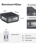 Solar Post Lights 9.84 Inch Pillar Lamps IP54 Waterproof Modern Column Lighting Dusk To Dawn 3000K LED Square Lanterns details