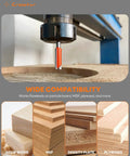 Carbide Straight Router Bit Set With One Quarter Inch Shank Nine Size Pack For Woodworking installed in CNC machine cutting wood.
