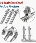 Three Eighths Inch By Three Inch Wedge Anchor Set In 304 Stainless Steel For Concrete And Masonry Rust Resistant Heavy Duty 8 Pack Cement And Concrete Anchors For Brick Block And Structural Installations.