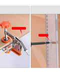 Dead Nuts Precise Embedded Handle Slotting Template With Quick Clamp And Router Dust Cover For Wardrobe Cabinet Door Panel U Groove Positioning Jig showing clamp and scale for precise cuts.