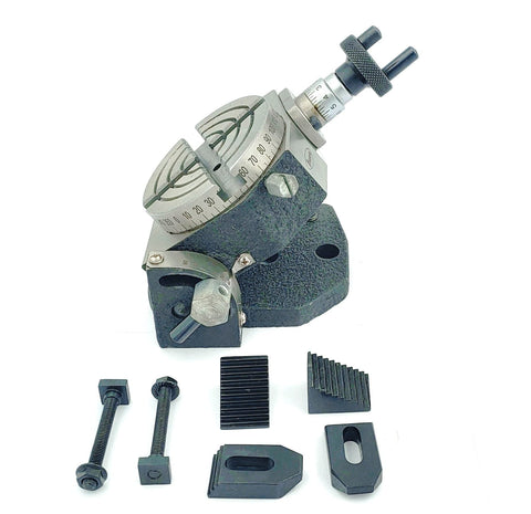 3 Inch Tilting Rotary Table With ER 20 Collet Adapter And M6 Clamp Kit, 80mm Diameter, precision milling accessory with fittings