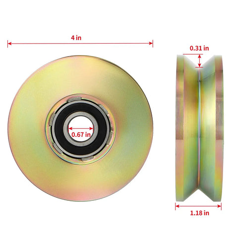 Heavy Duty 4 Inch V Groove Wheel With Double Bearings For Silky Smooth Gate Sliding Built Like A Rock With Zinc Galvanized Finish. Size 4 in.