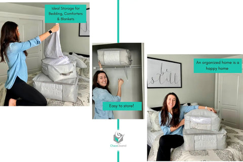 Collapsible Comforter Storage Bag Holds King Queen Bedding Pillows Blankets Duvet Quilt Mothproof Space Saver Machine Washable Oxford Fabric Kick The Clutter Straight Up Solid And Ready