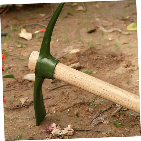 Steel Garden Hoe Handle Multifunctional Pickaxe For Gardening Digging And Root Removal Workhorse Tool with Sturdy Wood Handle
