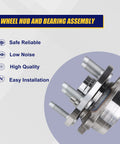 512460 Beefed-Up Front And Rear Wheel Bearing Hub Assembly For Ford Explorer 2011-2018 And Ford Police Interceptor Utility 2013-2018 Front Or Rear Fit Replacement Part, shown from side view, highlighting steel components and 4 bolts.