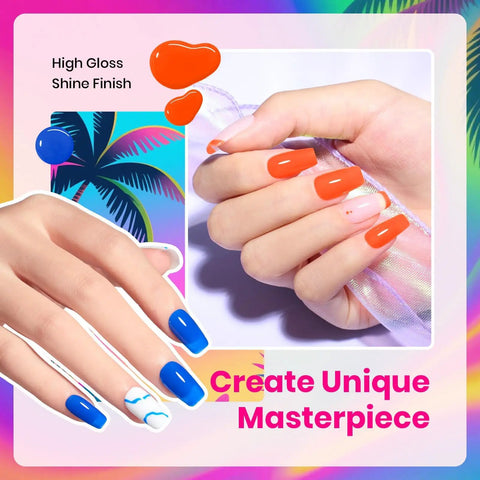 Neon Gel Nail Polish Set With 6 Bold Neon Colors Tropical Mood HEMA Free Soak Off UV LED Rainbow Bright Summer Manicure 15ML Each
