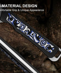 Close-up of Whiskey Jack Fixed Blade Knife 2.06 Inch Drop Point AEB L Blade with ergonomic G10 and Micarta handle design