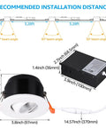 Diagram showing Gimbal 3 Inch LED Recessed Light With Junction Box Swivel Eyeball Downlight Dimmable 90 Plus CRI dimensions.