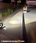 Ultra Bright Front Bike Light For Night Riding 1500 Lumens illuminating urban road at night with anti glare wide beam.