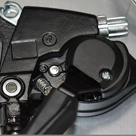 Close-up of Bike Shifter And Brake Set 21 Speed Left Three Speed Right Seven Speed Shifter Lever with cable housing.