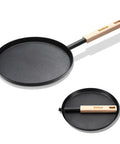 Preseasoned 8 Inch Frying Pan Skillet With Detachable Wooden Handle, Ultra Lightweight Griddle Pan For Camping, black finish