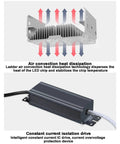 Air convection heat dissipation and constant current drive for Rock Solid 200W Led Flood Light With Adjustable 180 Degree Head.