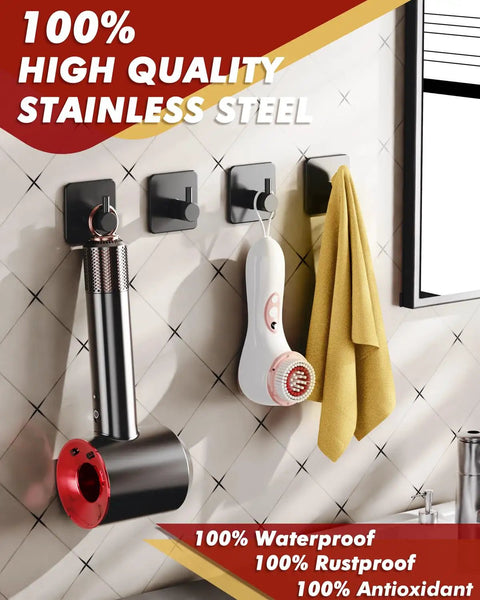 Five Pack Heavy Duty Adhesive Hooks That Hold Up To 22lb Self Adhesive Wall Hangers Waterproof Rustproof Stainless Steel