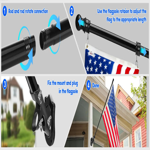 Upgraded 5 Ft Stainless Steel Flagpole Kit With Rock Solid Outdoor Bracket And Smooth 360 Swivel Rings Built Tough no fuss setup instructions.