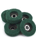 Nylon Fiber Flap Discs Set Quick Change Safety Torque Lock For Metal Grinding Buffing, green discs, used for surface prep.