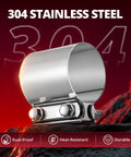 3 Inch Exhaust Clamp Butt Joint Band Sleeve Connector Stainless Steel For Pipes Mufflers Catalytic Converters And Exhaust System