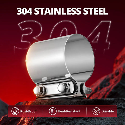 3 Inch Exhaust Clamp Butt Joint Band Sleeve Connector Stainless Steel For Pipes Mufflers Catalytic Converters And Exhaust System