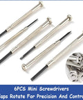 Top Shelf Precision Screwdriver Set Featuring Flathead And Phillips Bits For No Sweat Electronics Repairs On Laptops Phones Watches Cameras And Tiny Tech Gadgets, 6 mini screwdrivers with rotating caps.