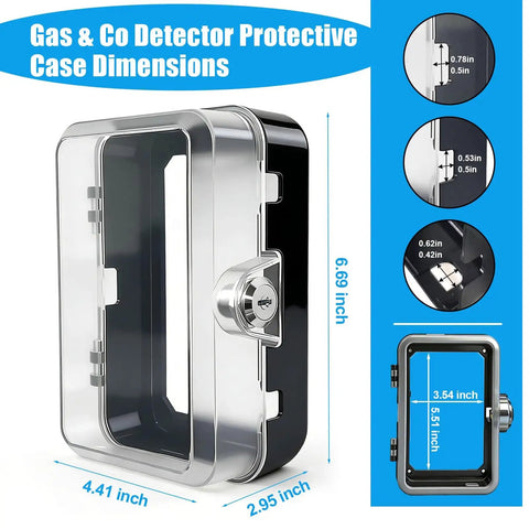Carbon Monoxide Detector Lock Box With 2 Keys, Protective Enclosure For CO Alarm And Natural Gas Leak Detector dimensions