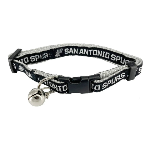 NBA Licensed San Antonio Spurs Cat Collar With Adjustable Breakaway, Satin Finish, Team Color, Official Team Name And Logo