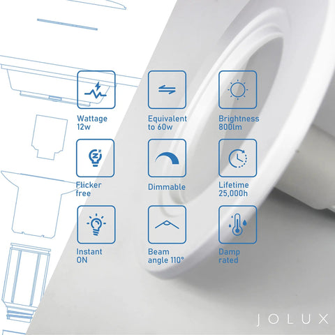 5 Or 6 Inch LED Recessed Retrofit Downlights Kit with dimmable 12W, 60W equivalent, 5000K, ETL damp, E26 base, closeup view