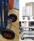 Heavy Duty Rubber Swivel Caster Wheels Two Pack for carts, showing puncture proof design and silent rolling.