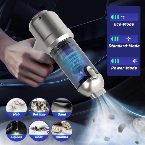 Cordless Car Vacuum With 18000Pa Brushless Motor, 120W Beast Handheld Vacuum And Air Duster in use with LED screen display