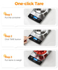 Digital Food Scale For Home Cooks, 33lb Capacity, 1g Precision, Pro Grade Readouts In Grams And Ounces, 0.01oz Increments, One-click Tare instruction steps