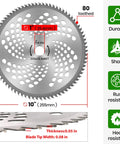 Two Pack 10 Inch 80T Carbide Tip Brush Cutter Blades For Trimmers And Weed Eaters Premium Stainless Steel 1 Inch Arbor