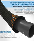 Non Expanding Garden Hose 100 Ft With Kink Free Flex Lightweight Yet Durable Water Hose 10 Pattern Spray Nozzle Leak Proof Design 3/4 Inch Swivel Connectors Heavy Duty Fabric Portable Storage Strap For Easy Carry black woven PVC hose cutaway
