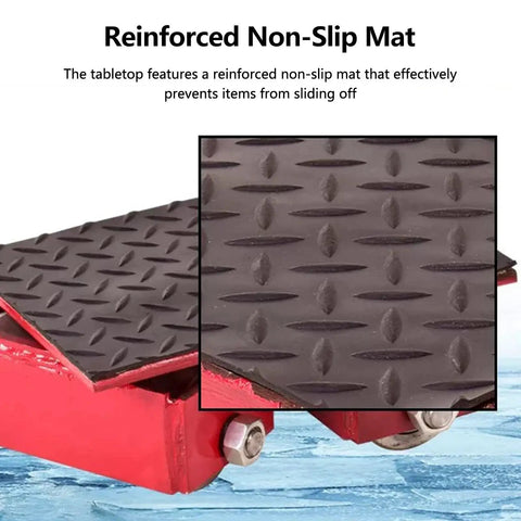 Close-up of reinforced anti-slip deck on Heavy Duty Moving Dolly For Machinery And Equipment, Low Profile Skate Platform