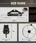 150HP Marine Pro-Grade Hydraulic Outboard Steering Kit With Bi-Directional Locking Cylinders, steering wheel, hoses