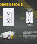 Dimensions of 20 Amp GFCI Outlet With Tamper Resistant GFI Duplex Receptacle LED Indicator Self Test ETL Listed