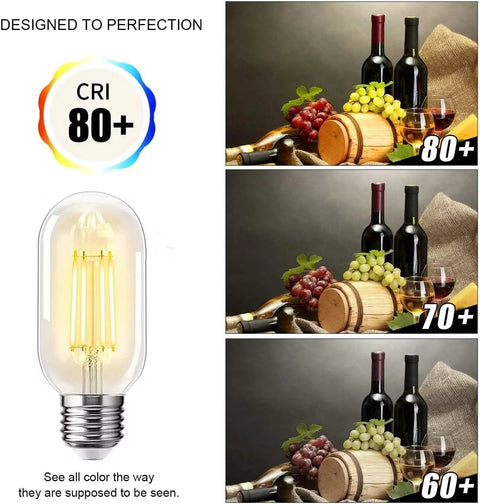 E26 LED Filament Bulb 4W Equal 40W Non Dimmable Transparent Antique Clear Edison Tubular Light Bulb 2700K Warm White