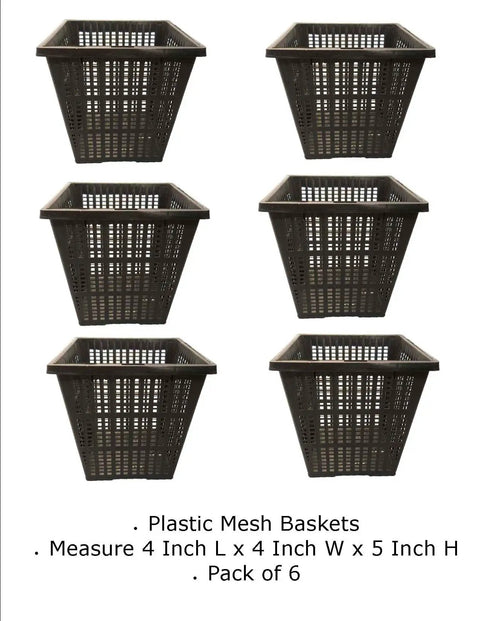 4 Inch Square Water Garden Plant Baskets Six Pack Slotted Mesh Plastic Pots for pond aquatic plants aquarium use